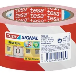 Merkintä- ja varoitusnauha tesa® Signal (punainen/valkoinen) 66m x 50mm Uusi Kokoelma