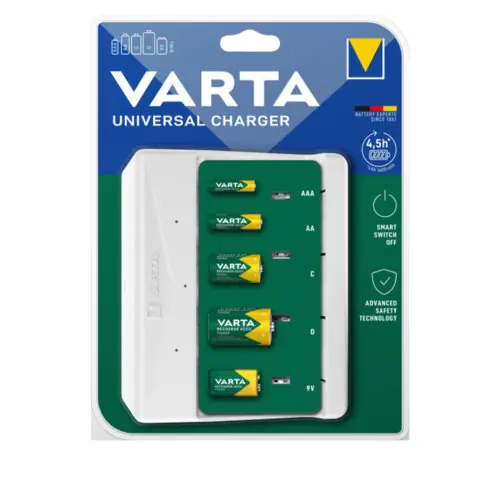 Päivän Tarjous Yleisten akkujen lataaja - VARTA - 57658101401 - 4 paikkaa - USB Type C - Edistyksellinen turvallisuus