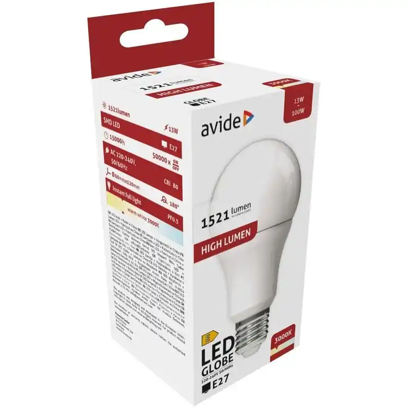 Avide LED-lamppu 13W A60 E27 3000K Aito