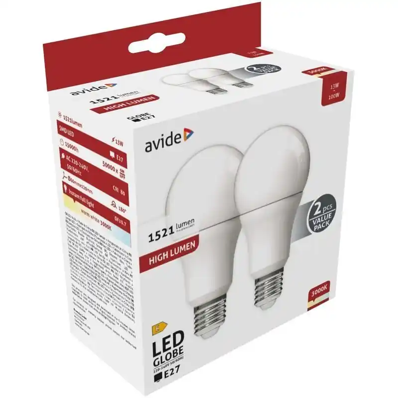 Avide LED-lamppu 13W E27 3K 2kpl Alennettu Hinta
