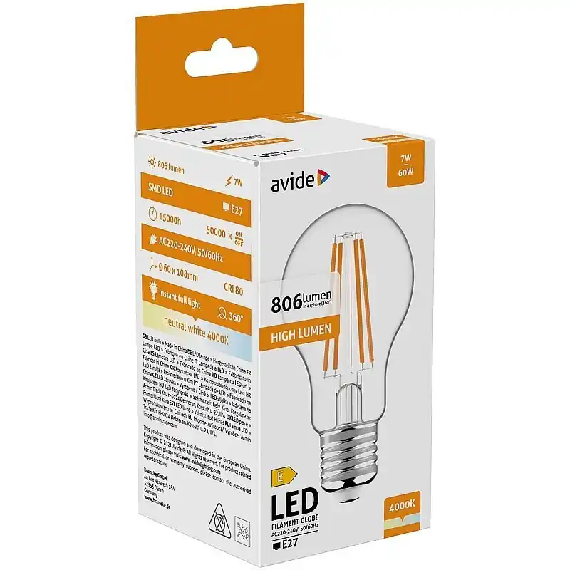 LED-lamppu Avide 7W E27 4000K Halpa Hinta