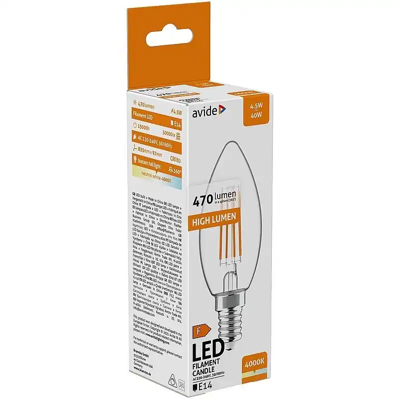 Edullinen LED-lamppu Avide 4,5W E14 4000K
