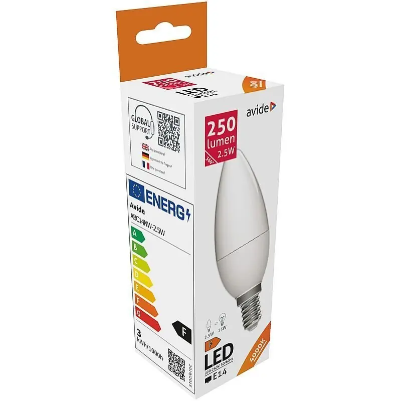Avide LED-lamppu 2,5W B35 E14 4000K Tilaa Nyt