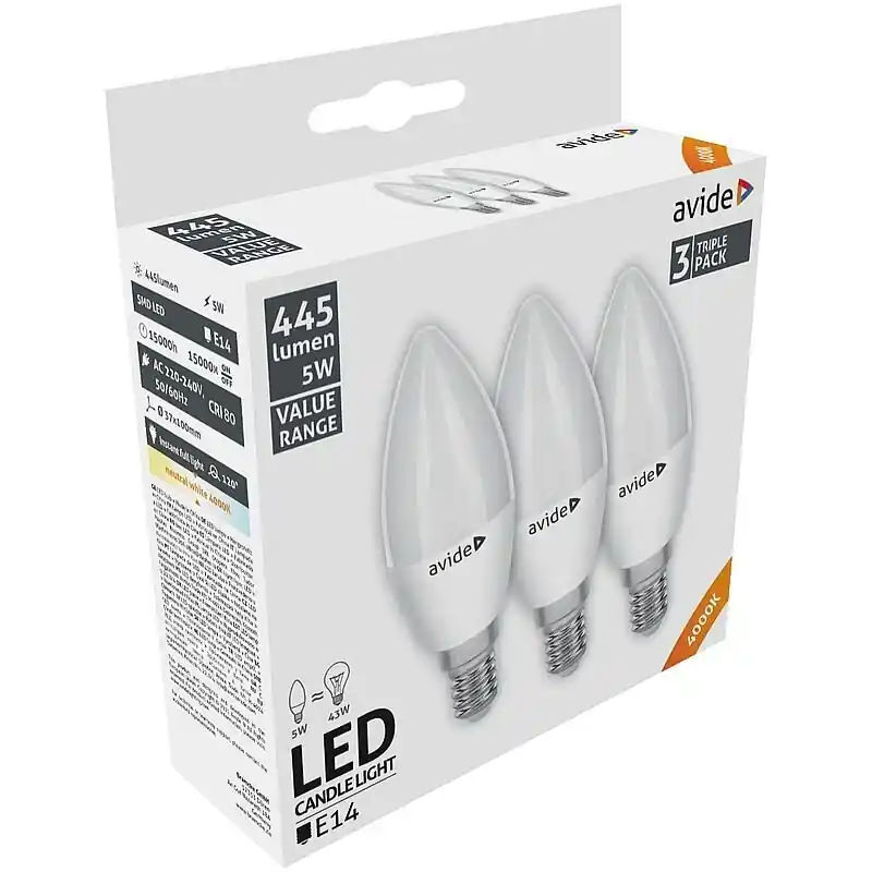 Avide LED-lamput 5W E14 4000K 3 kpl Löytö