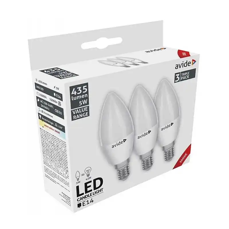Kampanjahinta Avide LED-lamput 5W E14 3000K 3 kpl
