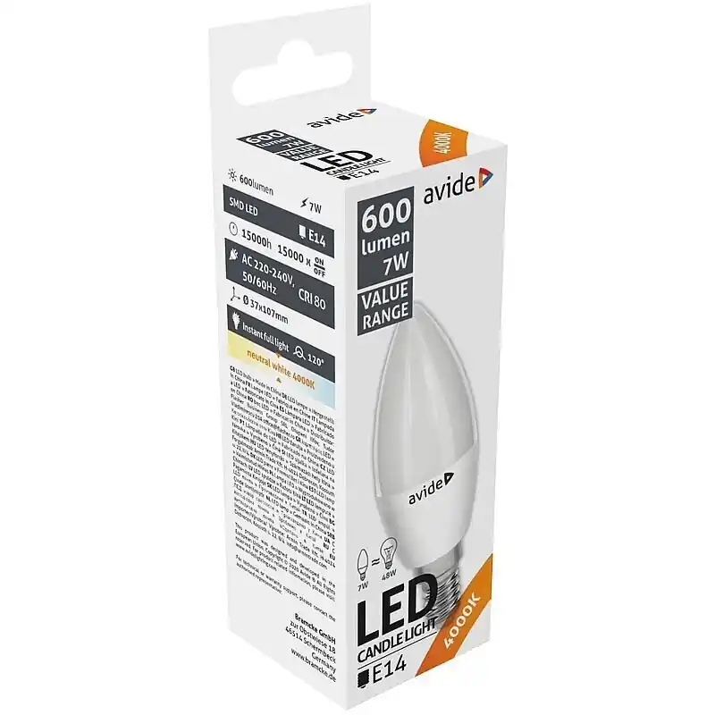 Avide LED-lamppu 7W E14 4000K Kausialennus