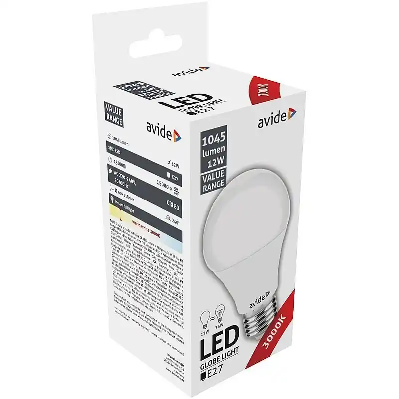 Avide LED-lamppu 12W E27 3000K Merkkituote
