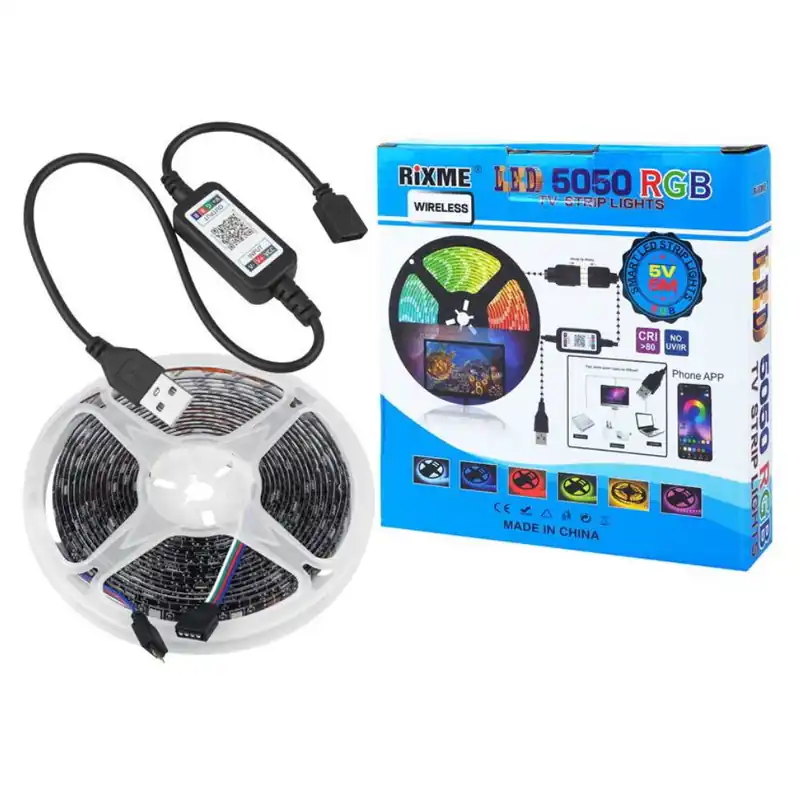5 m USB 5 V RGB LED-nauhasarja, jota ohjataan puhelimella Nopea Toimitus