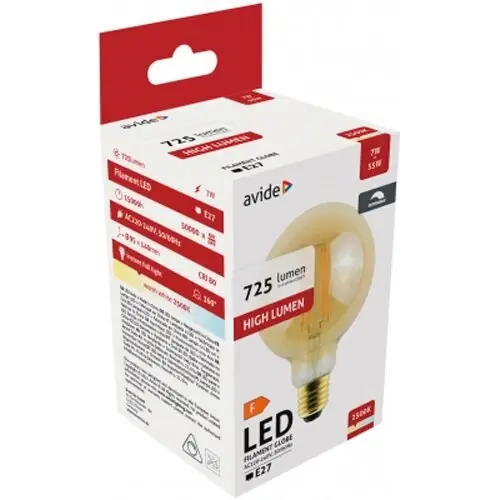LED-lamppu E27, G95, 7W, 2500K, 725Lm, 360° Älä Missaa