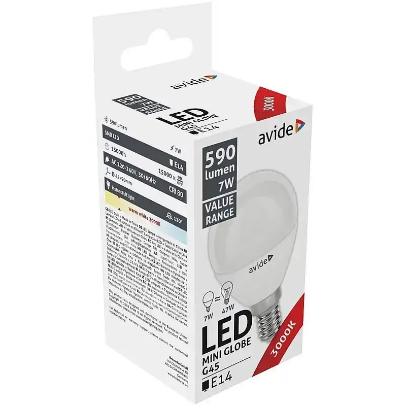 Avide LED-lamppu 7W E14 3000K Suosittu