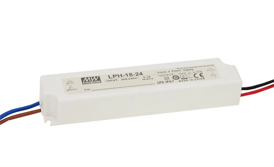 Impulssivirtalähde Mean Well LED 18W 12V 1,5A IP67 Suosittu