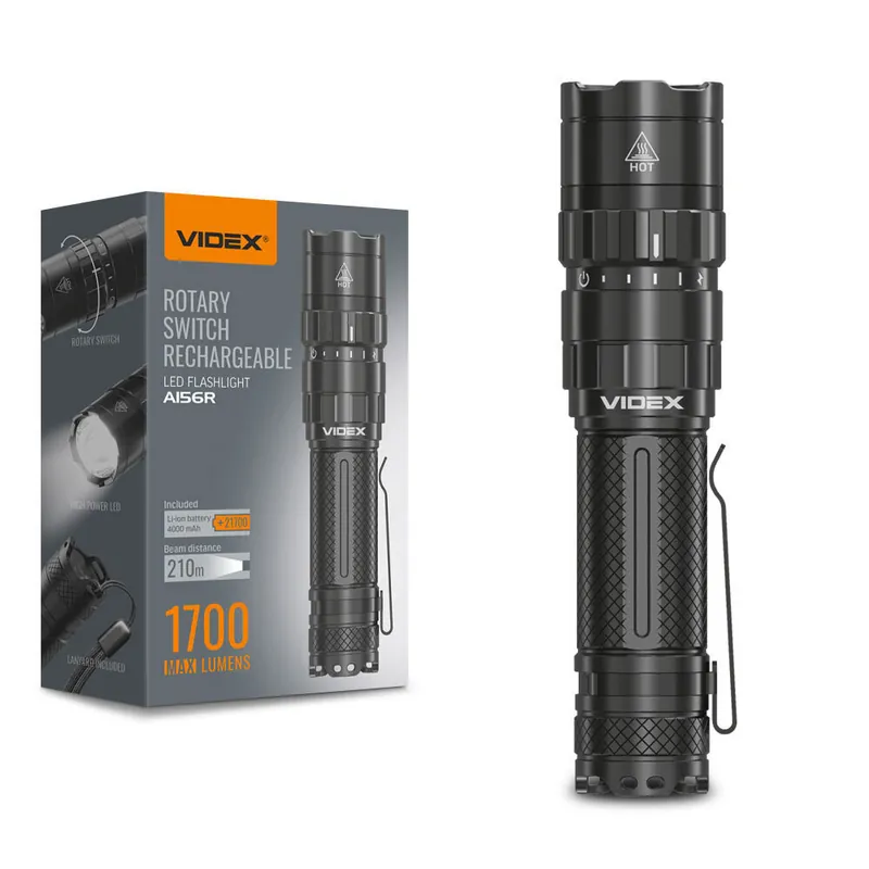Kuuma Tarjous Kompakti kannettava LED taskulamppu VIDEX A156R 1700LM kantama 210 m