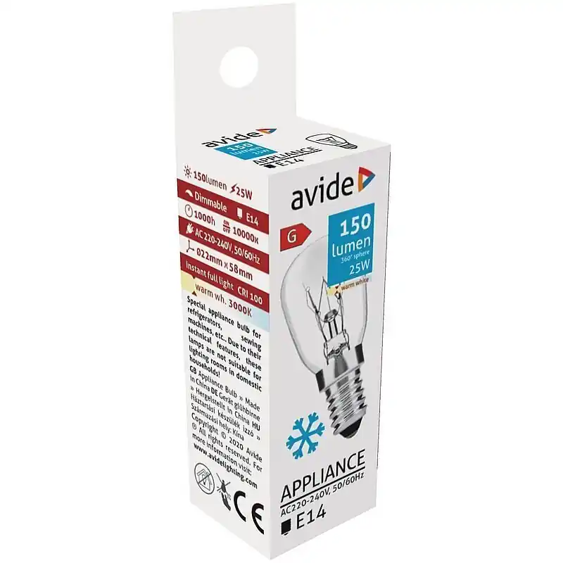 Avide lamppu jääkaappiin E14 25W 150lm Sertifioitu