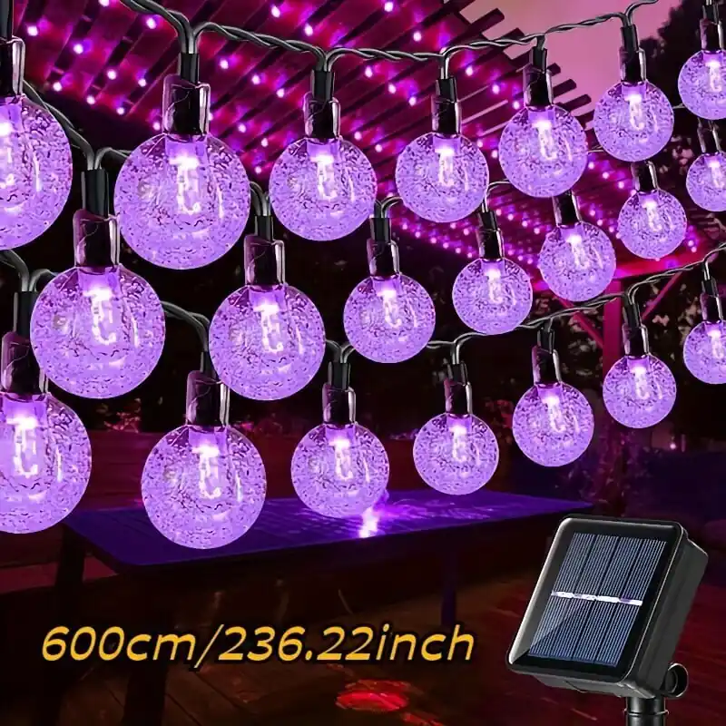 Ajankohtainen 1 Paketti, Aurinkokäyttöiset Kristallipallovalot, 8 Tilaa, Ulkoterassi Valaistus (violetti), 600 cm / 236,22 colio