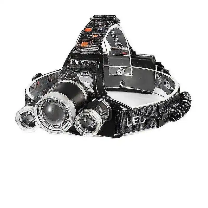 Ladattava Led-Otsalappu, Tehokas 3-Päinen Led-Taskulamppu, Zoomattava Ja Vedenpitävä Pää Sertifioitu