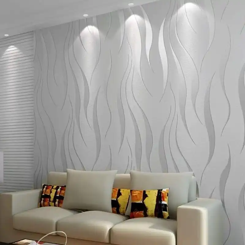 Moderni minimalistinen kohokuvioitu kuitukangastapettirulla, Betterlife 3D vesikasvikuvio olohuoneeseen, makuuhuoneeseen, hopea ja harmaa, 0,53m x 10m = 5,3m² Tarjous