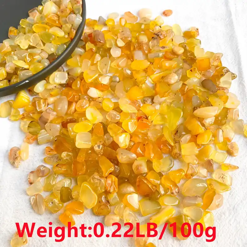 Luonnolliset Keltaiset Akaatti Murskakivet Koruihin ja Akvaarioon, Geltonasis agatas - 100 g (0,22 LB) Tilaa Heti