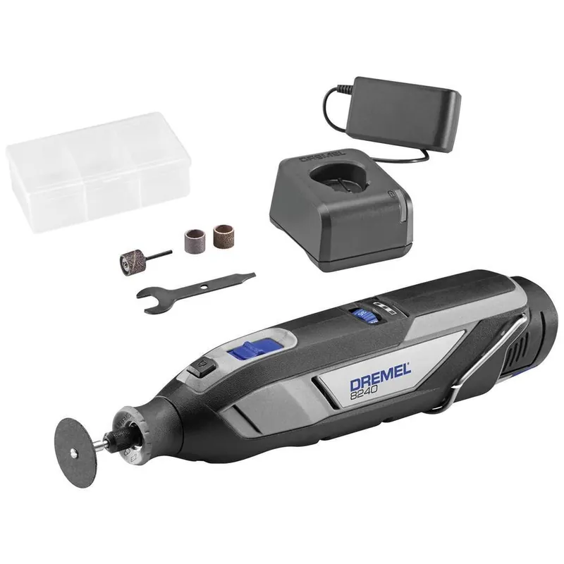 Osta Verkossa Akkukäyttöinen suora hiomakone Dremel 8240, akulla ja laturilla.