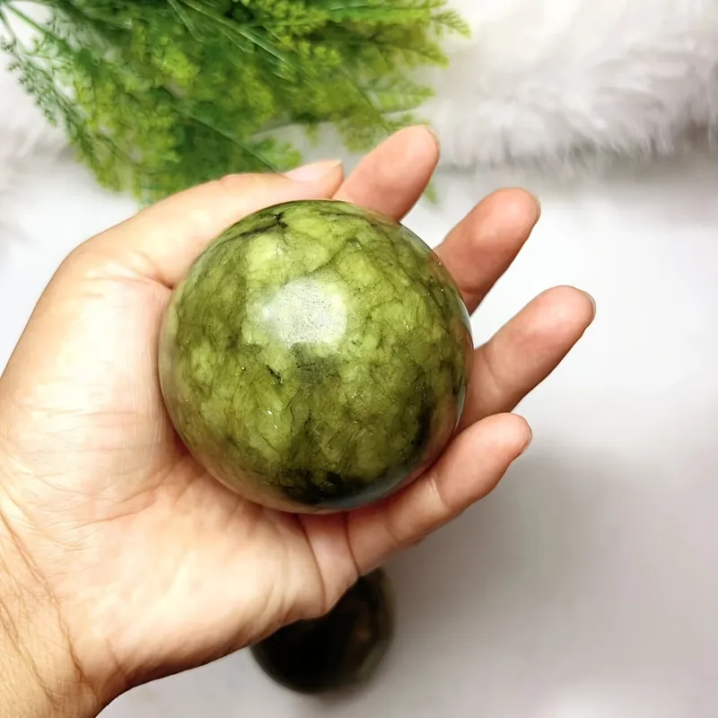 Luonnollinen Hsiuyen Jade Pallo - Vihreä Jade Kide Kivipallo Koristeeksi ja Lahjaksi Eniten Myyty