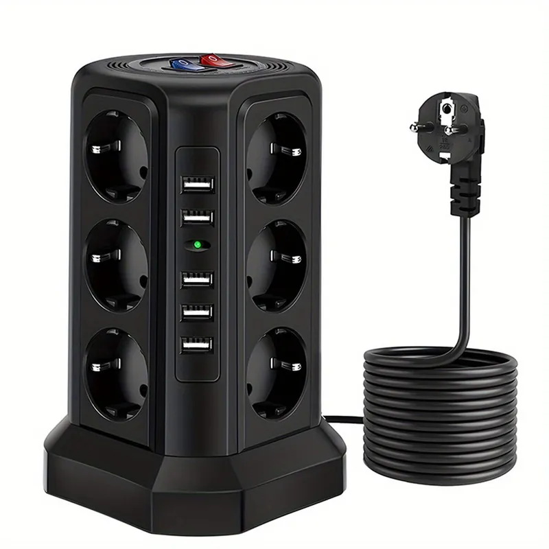 Uusi Kokoelma Pistorasia, 5 USB, Juoda