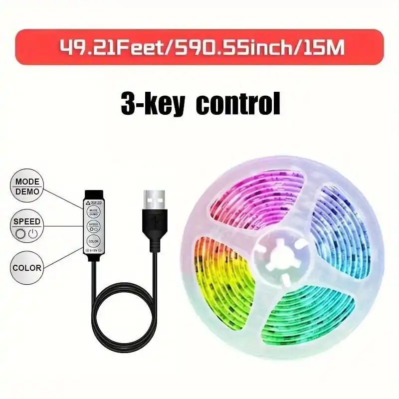 Aito 65.6FT/1 Sarja RGB 2835 LED Valonauha, 5V USB LED Joustava Nauha, Käytetty TV Taustavaloon Huonekoristelu., 3,28 pėdos / 39,37 colio / 1M