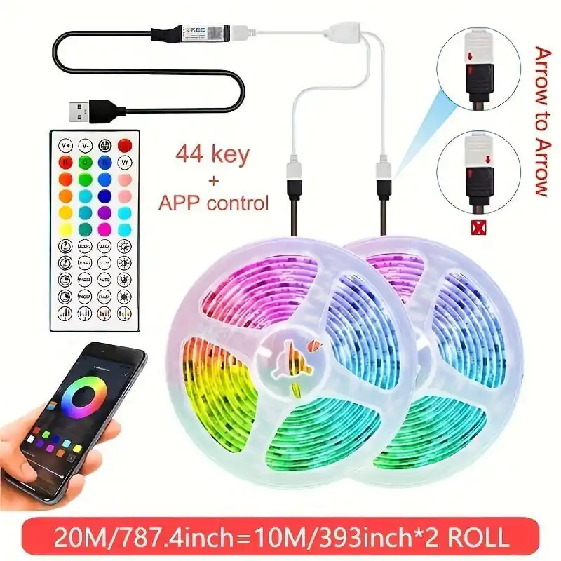 Mukauta LED RGB 5050 Valonauha Juhliin ja Juhlakoristeluun, 65,6 pėdos / 20 metrų Halpa Hinta