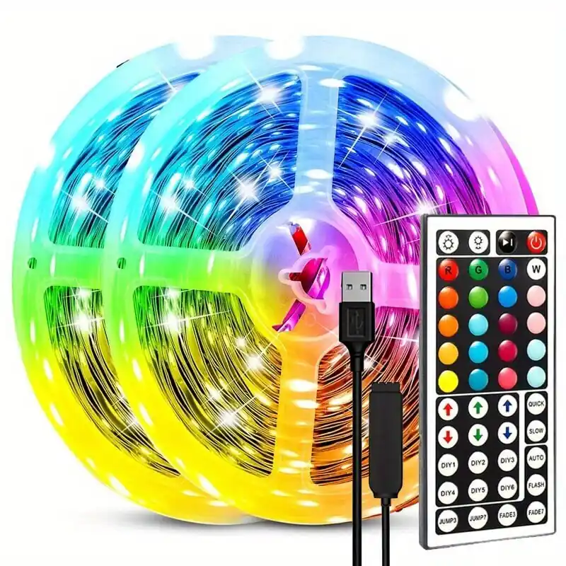 Heti Saatavilla LED-nauhat, Led-valot makuuhuoneeseen 44-näppäimen kaukosäädin LED-nauhat leikattava & himmennettävä värinvaihtajat RGB-valot huoneeseen, pelaamiseen, joulu-, juhlakoristeeksi., 131,2 pėdos / 40 m