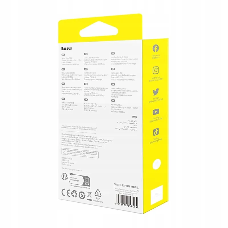 Päivän Tarjous BASEUS USB-C KAAPELIT NOPEA LATAUS 100W 2M 2 KPL