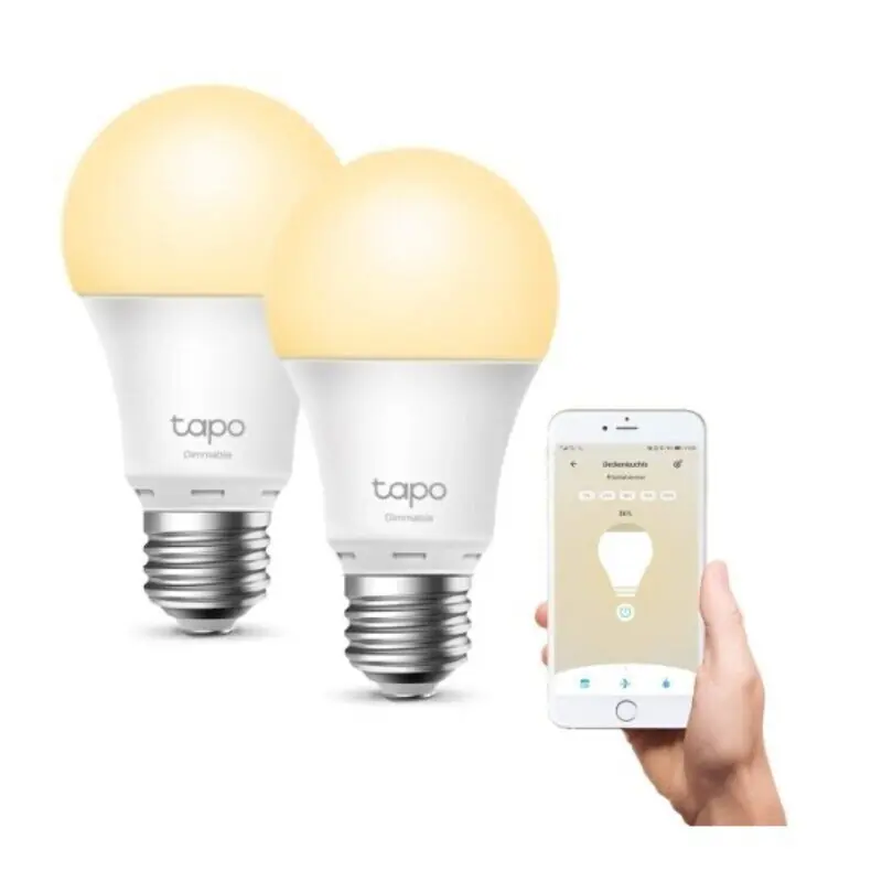 Ajankohtainen led-lamppu tp-link tapo l510e, e27, 220-240v, 8.7w, 806lm, 2700k, lämmin valkoinen, 15000h, himmennettävä älykäs wi-fi lamppu, 2 kpl.