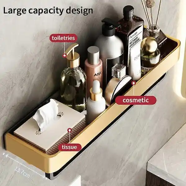 Tilaa Nyt Kylpytarvikkeiden laitteistot ripustimet kylpytarvikkeet tarvikkeet Golden Black -pyyhetangon hyllyt Hook Home Storage Organisation_, 30cm
