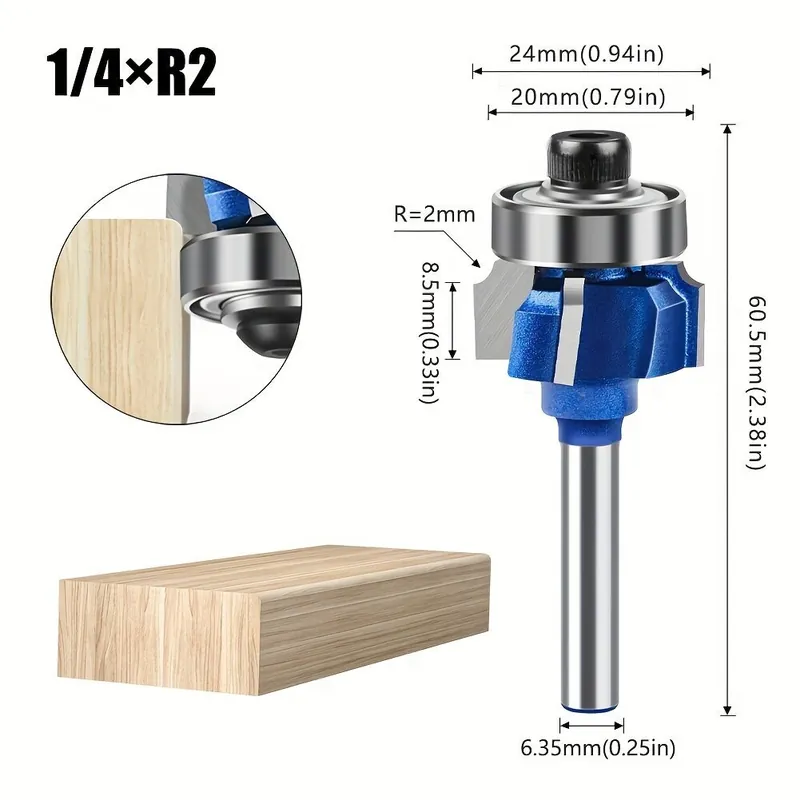 Sertifioitu 1-3kpl Sarja 1/4 Kahva 8Mm Kahva 4-Teräinen Viistelyveitsi, 1/4XR2