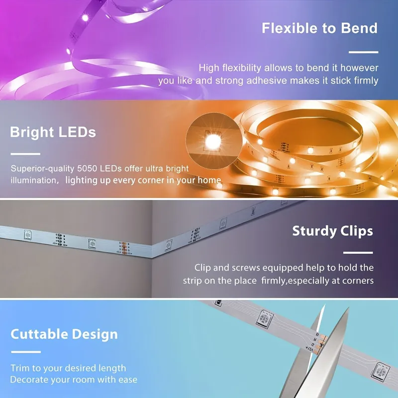 Osta Tänään Fantasia RGB LED-valonauha kaukosäätimellä, 49,2 pėdos / 15 metrų