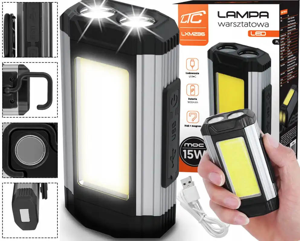 Tehdashinta Tehokas led-työvalaisin retkeilyyn, työpajaan 15w powerbankilla 1800mah