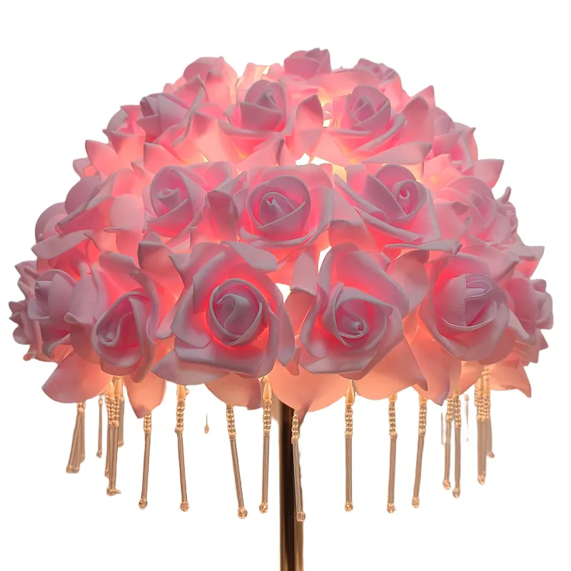 Kristalli Tupsu Riipus, Kukkamuotoinen Varjostin, Pakabukas Tassel Pink Rose lempos gaubtas Tehdashinta