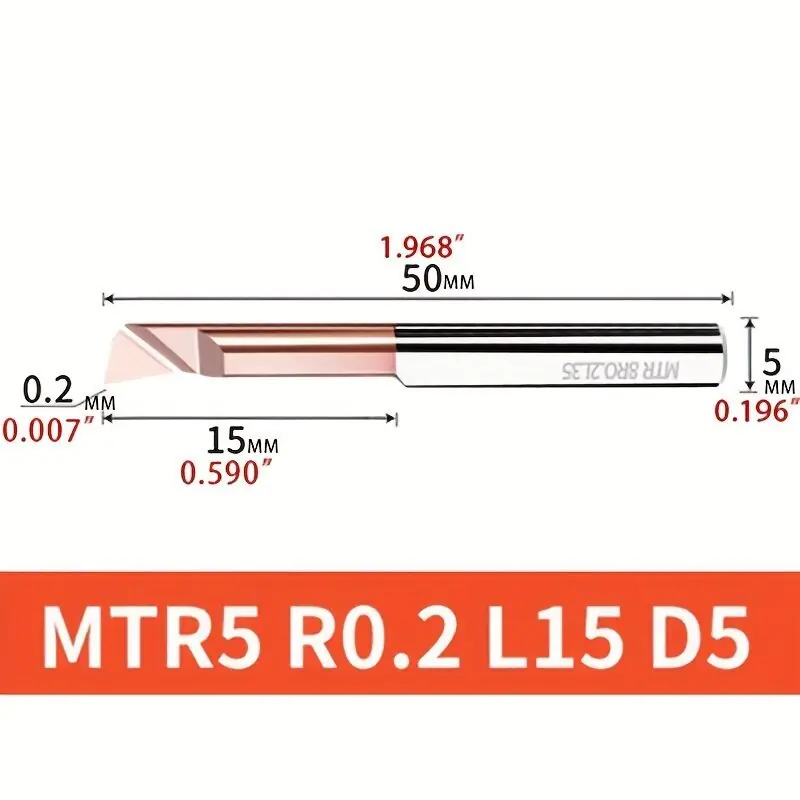 Volframikarbidipora Koneistustyökalut, MTR 5 R0.2 L15-1PC Korkea Laatu