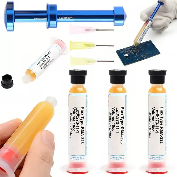 3 x RMA-223 10cc geelifluksi + fluksinpuristin, fluksin mäntä + 3 annosteluneulaa Osta Tänään