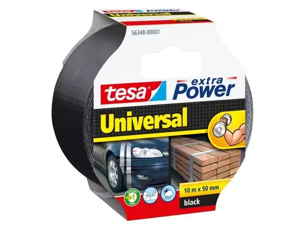 TESA 56348-00001-15, musta, Pakkaaminen, Korjaus, Karkea, Tasainen, 10 m, 50 mm, 1 kpl Viikonlopputarjous