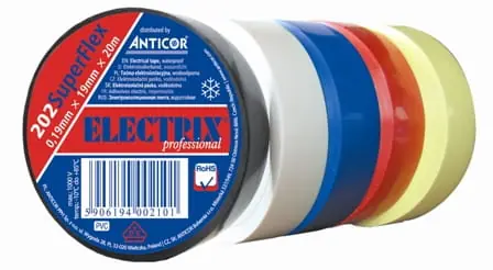 Ilmainen Palautus PVC-sähköteippi 0,19 mm x 19 mm x 20 m sateenkaarenvärinen Electrix 202 SuperFlex 5 kpl pakkaus