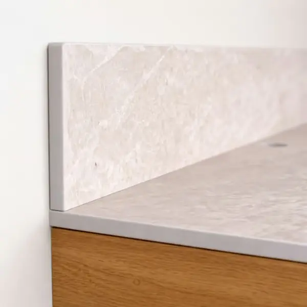 Pakollinen (Must-Have) HPL-kylpyhuoneen työtaso 60 cm kaapille, 61x35,5 cm, kermanvärinen Navona, 12 cm levyllä