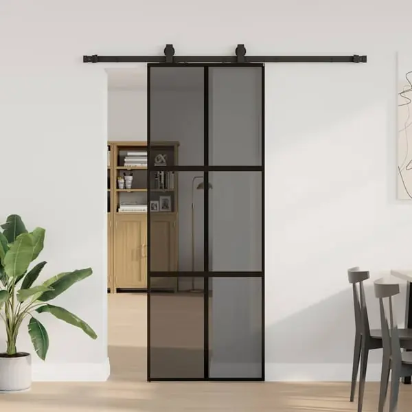 Viikonlopputarjous vidaXL liukuovi laitteistosarjalla musta 76x205 cm karkaistu lasi