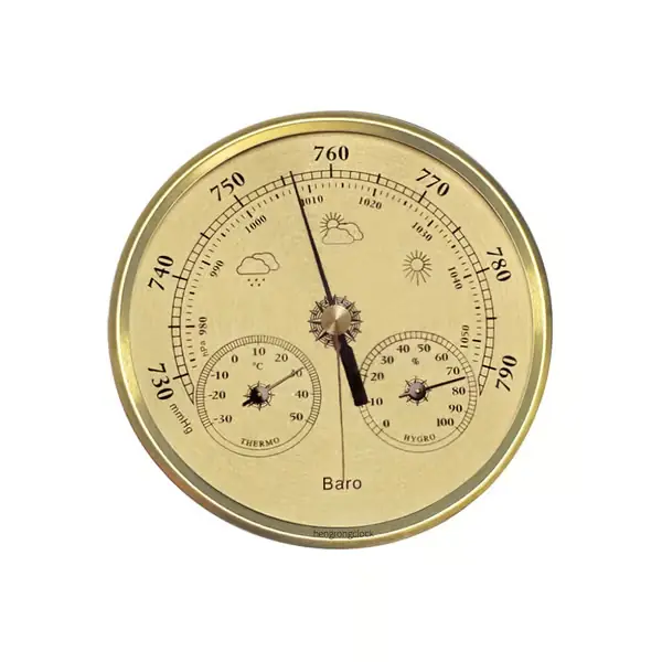 130 mm n analoginen barometri lämpömittarilla ja kosteusmittarilla - 3-in-1 sääasema Gold Vain Rajoitetun Ajan