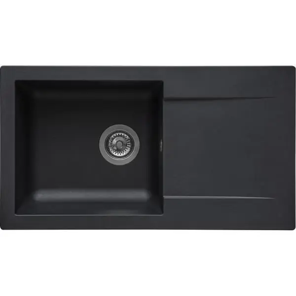 Ilmainen Palautus STRADOUR EINNA -sisäänrakennettu allas, SMC BLACK GLITTER - 06, 1 allas, mitat 78 * 43,5 cm, manuaalinen tyhjennys
