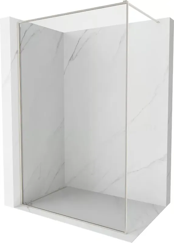 Turvallinen Maksu Mexen Kioto-F Suihkuseinä Walk-in kehyksellä 65 x 202 cm, läpinäkyvä 8 mm, harjattu nikkeli - 800-065-104-97-00