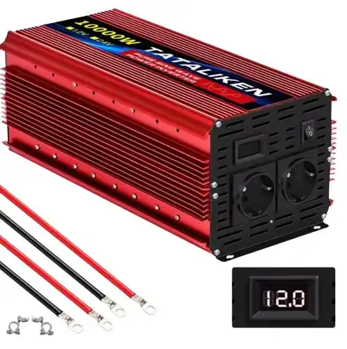 Merkkituote Aurinkosähköinvertteri, älykäs LED-näyttö luotettavaan käyttöön kotona, autossa ja aurinkosähkössä, 10000 W, 12 V 50 Hz, 220–240 V, Eurooppa