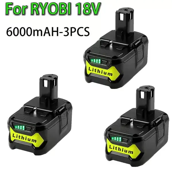 Vara-akku sähkötyökaluihin - P108 Li-ion 18V - 6000 mAh suuri kapasiteetti - yhteensopiva P107 RB18L-sarjan kanssa - 3 kpl Suoraan Valmistajalta