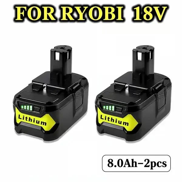 Sähkötyökalun akku varaosa - 18V Li-ion akku - 8,0Ah 8000mAh - Ladattava - Yhteensopiva P102 P103 P104 P105 P107 P108 P109 P122 P190 kanssa - 2 kpl Kampanjahinta