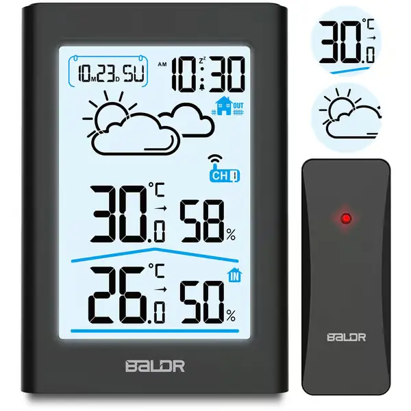 Alennettu Hinta Väderstation med display BD-911 svart