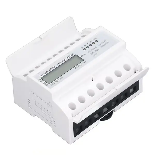 Energiamittari 3-vaiheinen sähkönkulutusmittari LCD-näyttö DIN-kiskoasennus Tehomittari 3x15A DC3x220V 380V Halpa