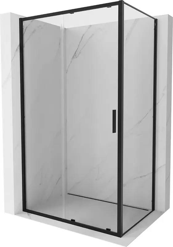 Mexen Exo liukuovi suihkukoppi 140 x 70 cm, läpinäkyvä, musta - 8151-140-070-70-00 Uusi Kokoelma