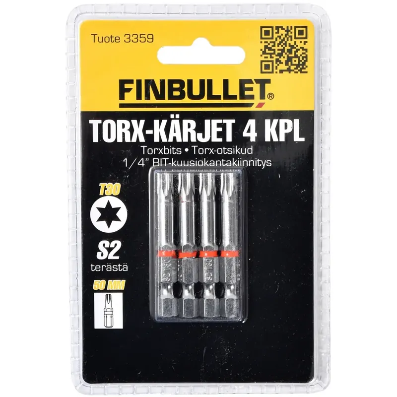 Aito Torx kärkisarja 4 kpl 1/4" T30 x 50 mm